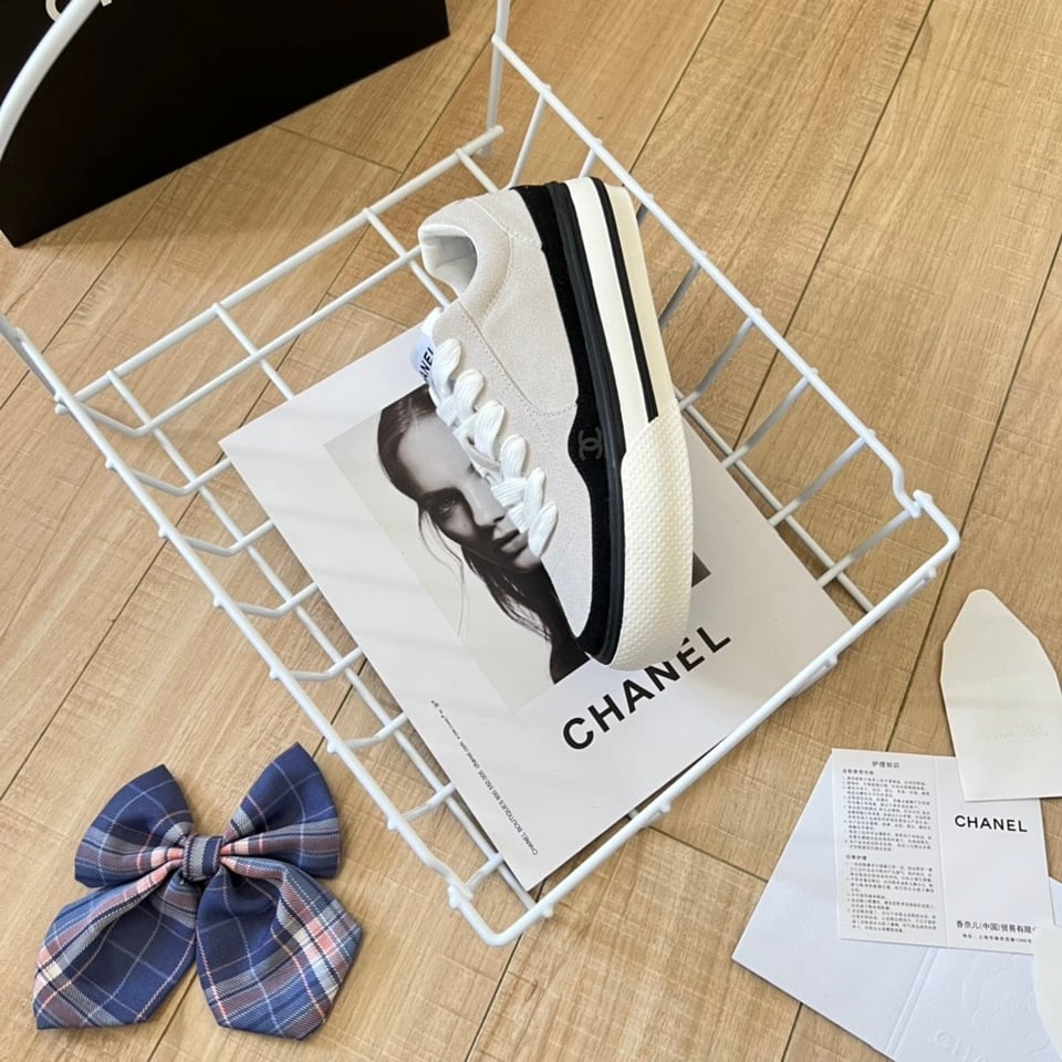 Chanel Suede Leather Runners White view 8