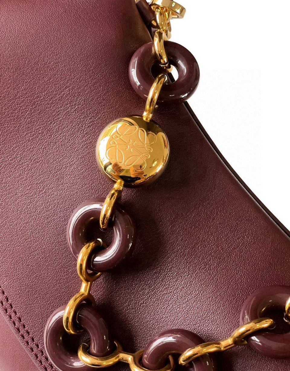 LOEWE Burgundy Medium Leather Ola Shoulder Bag view 6
