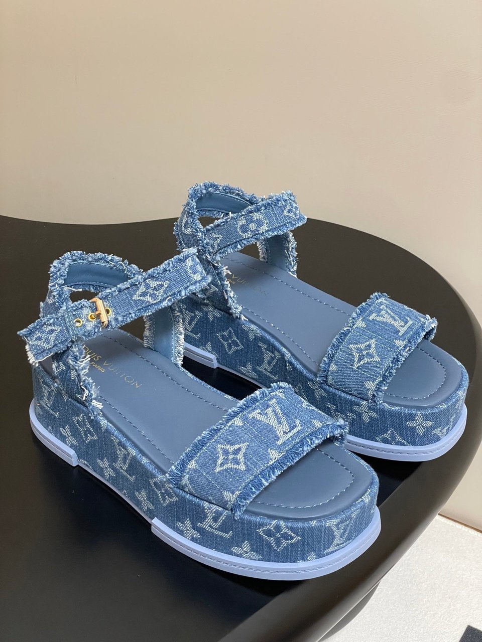 Louis Vuitton By The Pool Maya Flatform Sandal Blue view 7