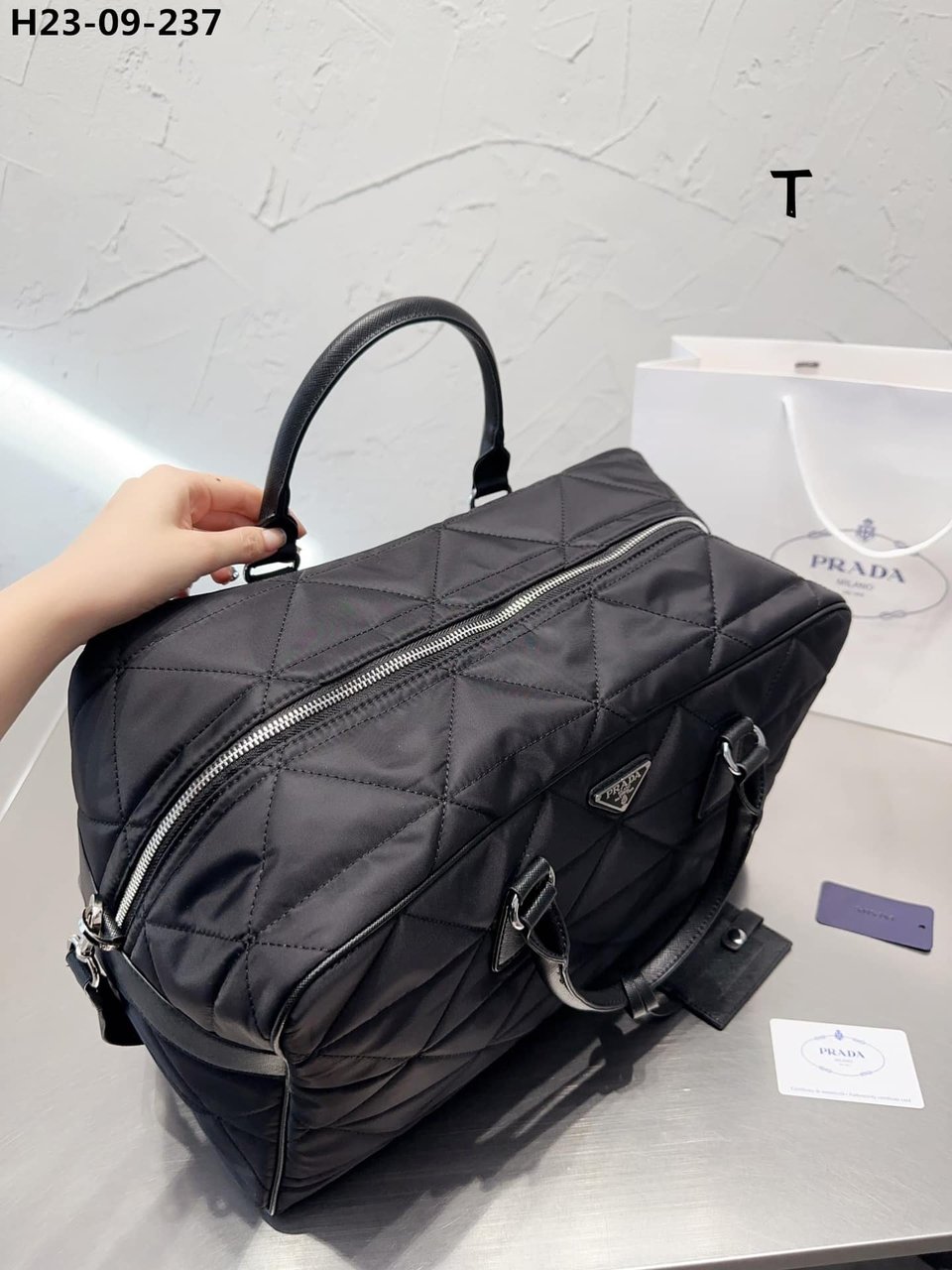 Prada Quilted Re Nylon Travel Bag Black 43Cm view 7