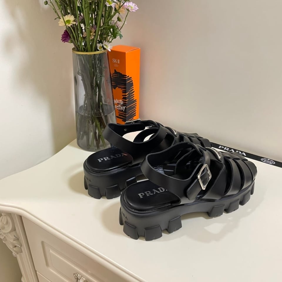 Prada Monolith Foam Rubber Sandals Black 1X853M 3Lkk F0002 F 055 view 3