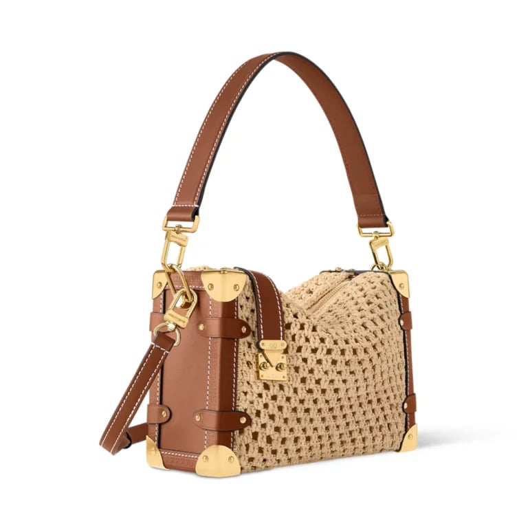 Louis Vuitton MM Side Trunk Bag 23.5cm/9.3in Natural Color/Brown Raffia Cloud M14405 view 4