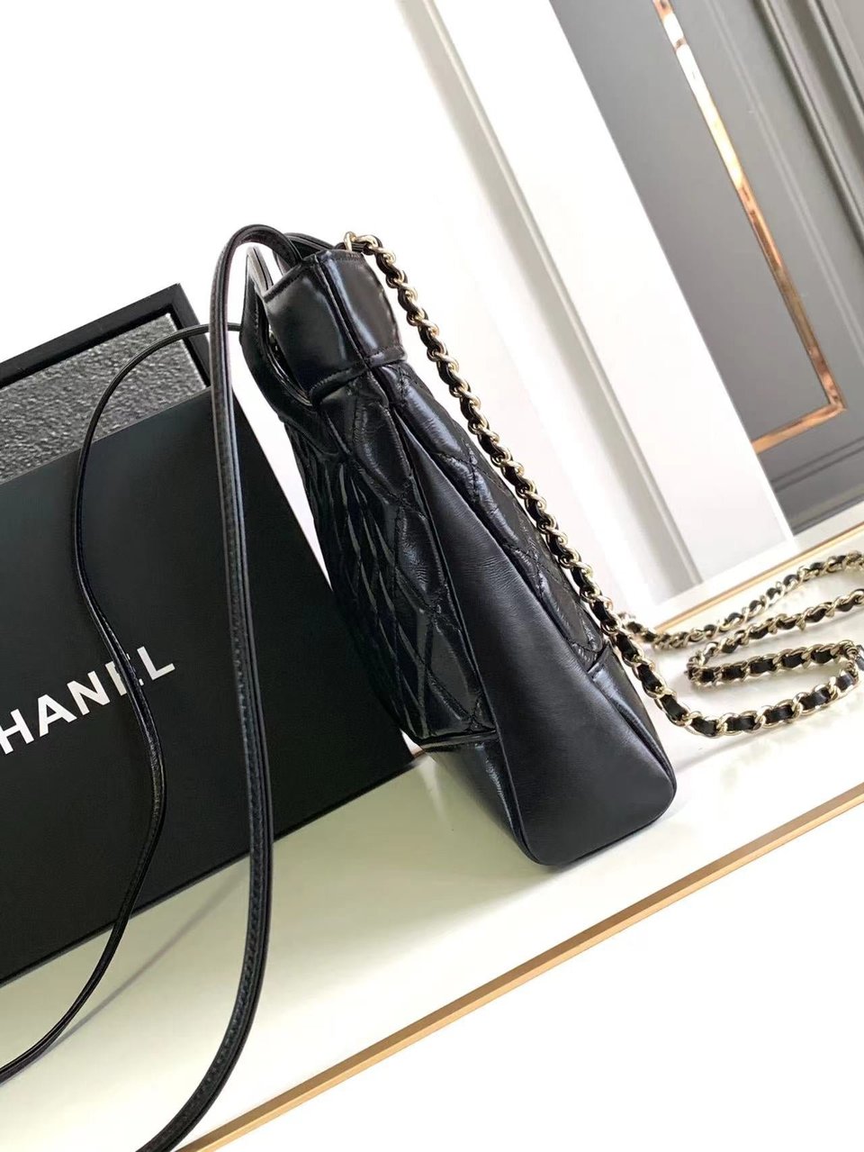 Chanel 24S31 Mini Shopping Bag 22Cm Black Lambskin Gold Hardware view 5