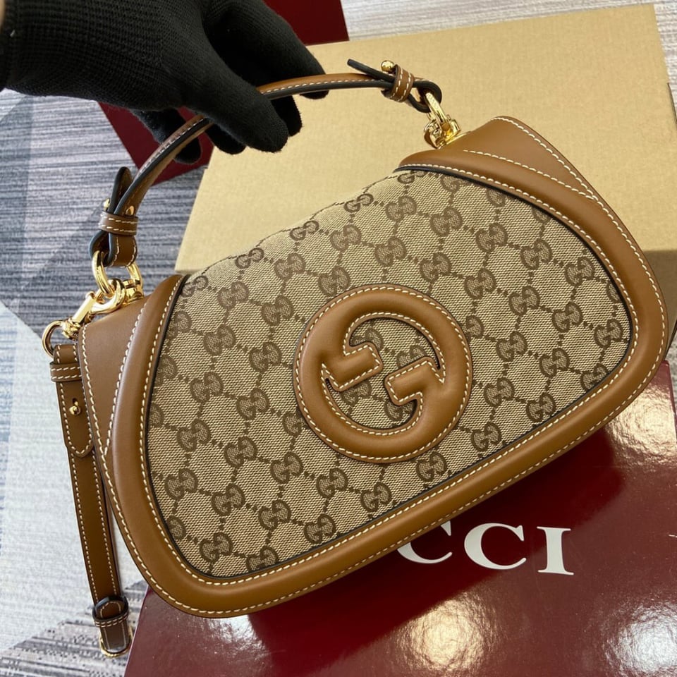 Gucci Blondie Small Top Handle Bag Brown Canvas view 9