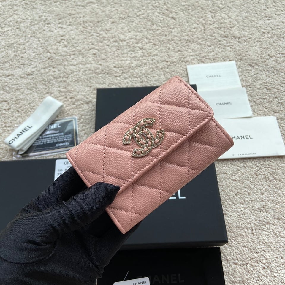 Chanel Small Wallet 11Cm Black Caviar Light Gold Leather Hardware view 7