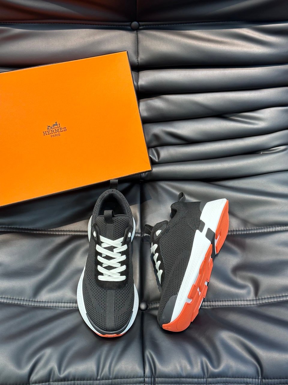 Hermes Heros Sneaker Black Orange H232985Zh05400 view 10