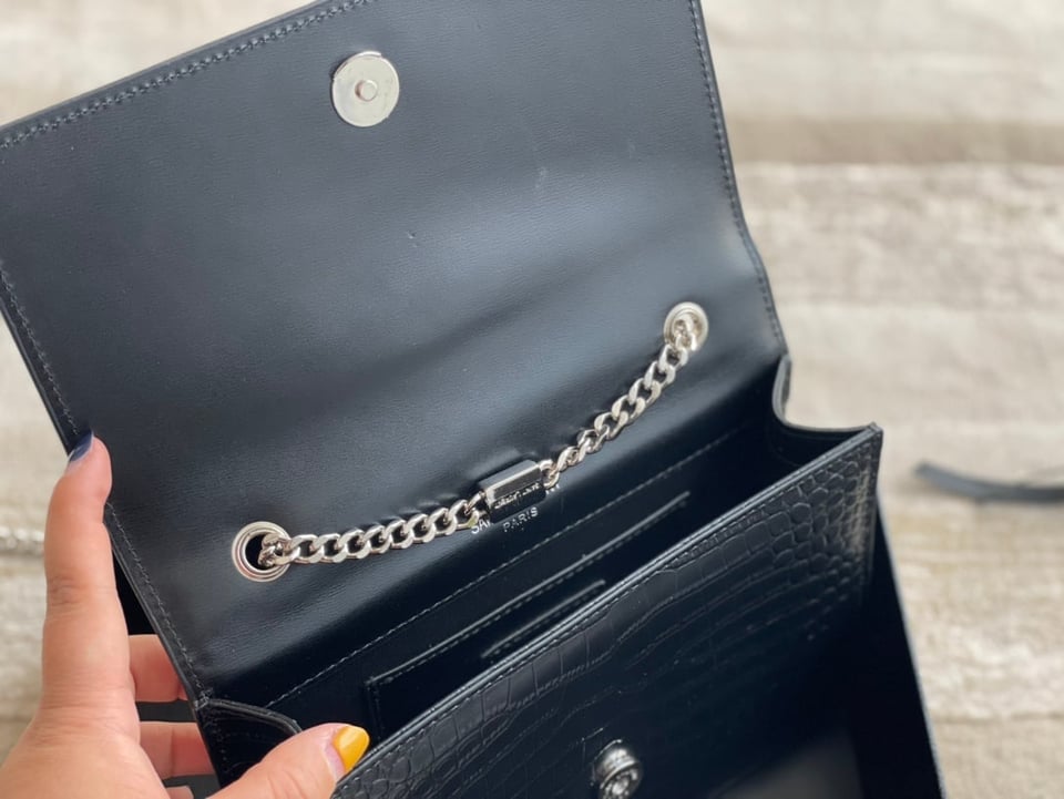 Saint Laurent Kate Small Chain Bag With Tassel In Shiny Leather Black view 8