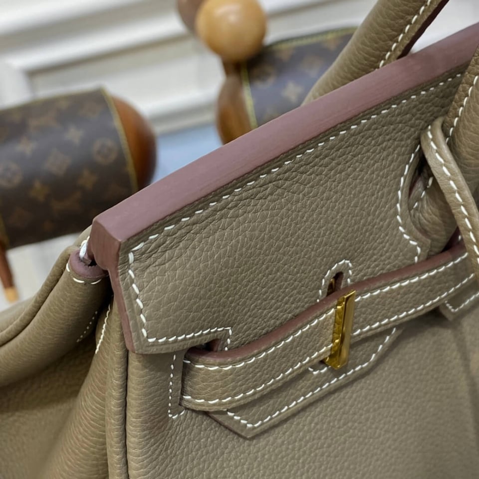Hermes Birkin 30 Bag Etoupe Gold Hardware Togo Leather view 9