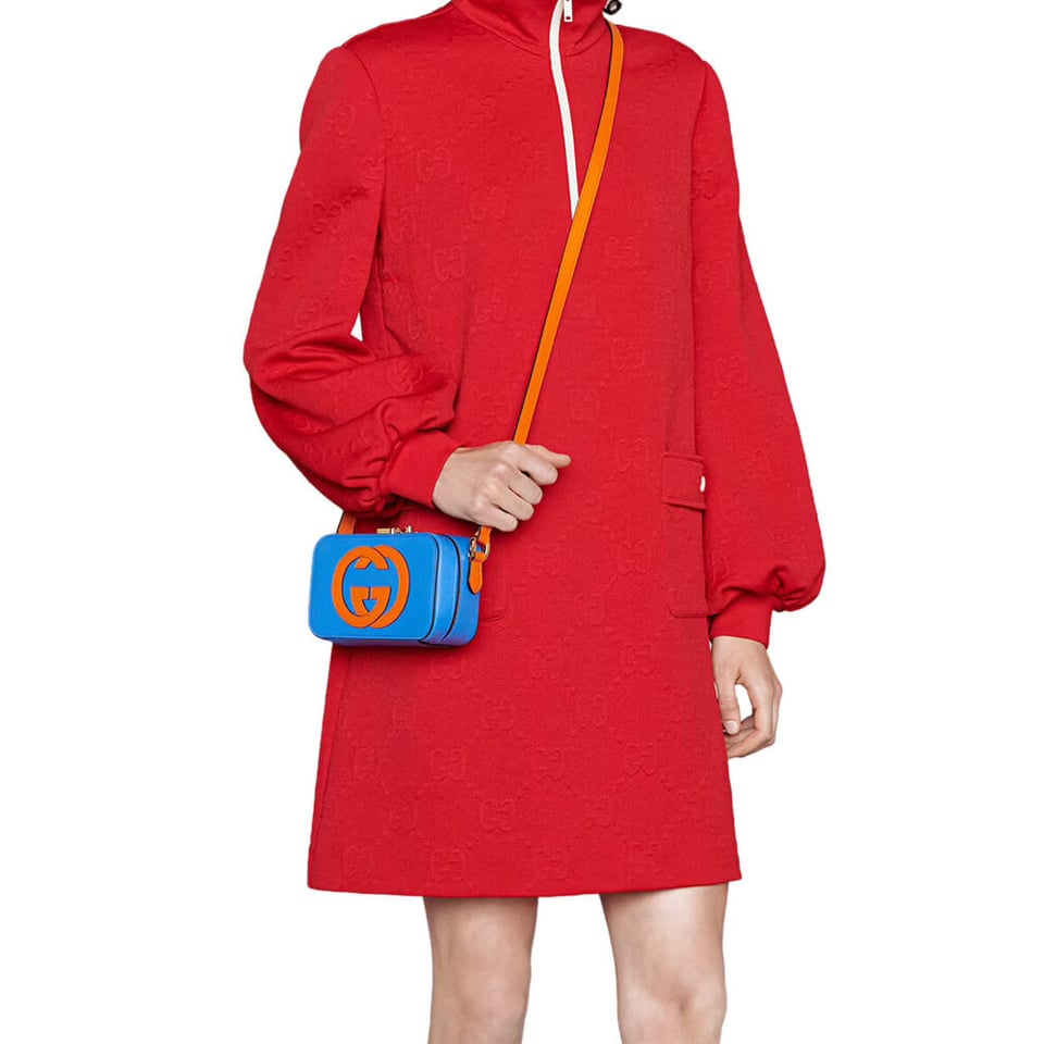 Gucci Interlocking G Mini Bag in Blue Leather view 3
