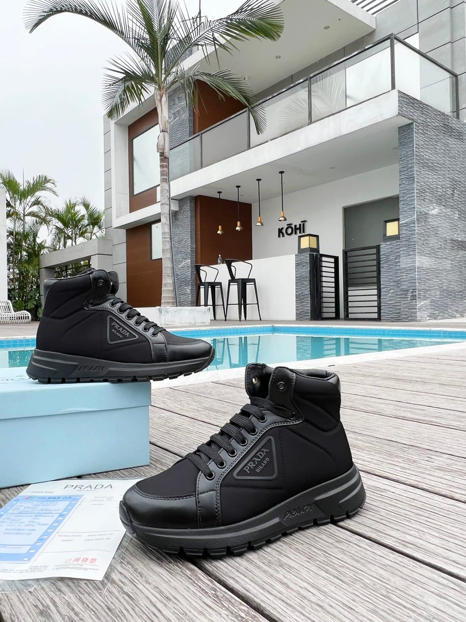 Prada Prax 01 Re-Nylon And Brushed Leather Sneakers Black 4T35923Lf5F0002 view 4
