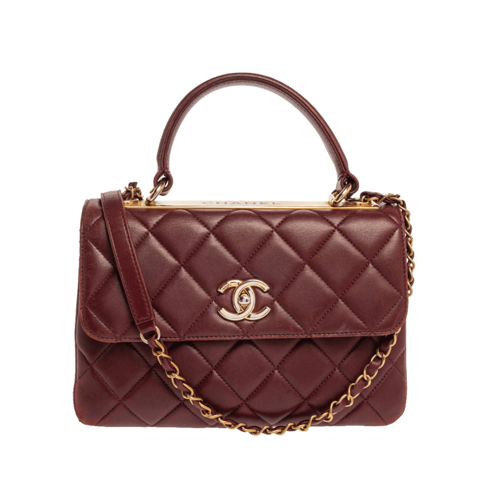 Chanel Flap Bag With Top Handle Burgundy 25Cm/9.8in view 2