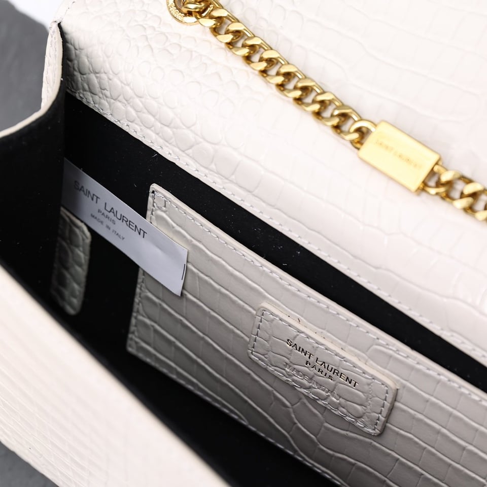 Saint Laurent Kate Medium Chain Bag With Tassel In Shiny White view 10