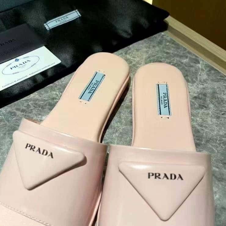 Prada Brushed Leather Slide In Pink view 5