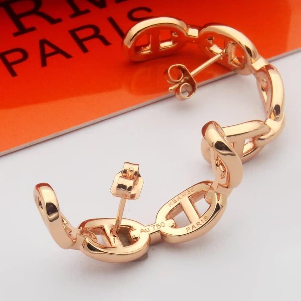 Hermes Chaine D’Ancre Enchainee Earring Rose Gold view 3
