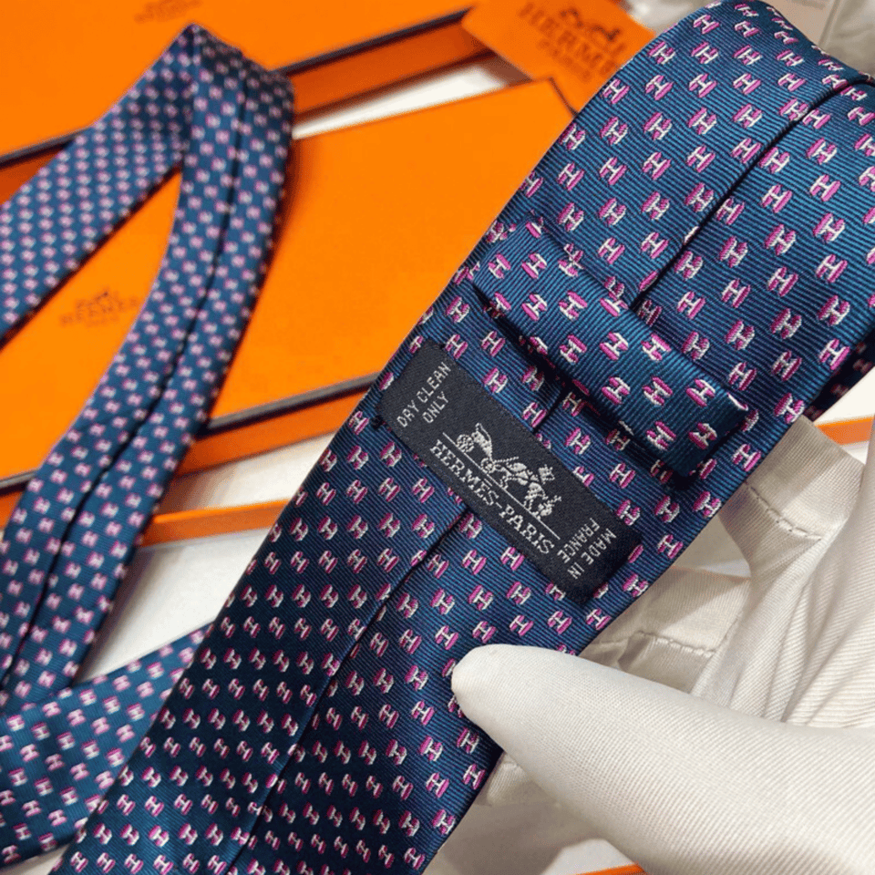 Hermes H Pattern Canvas Tie For Men view 3