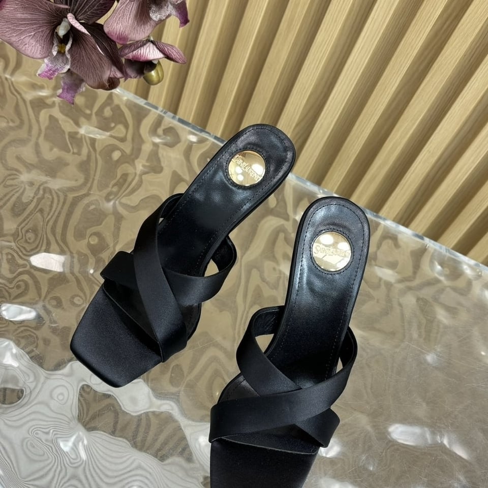 Saint Laurent Opyum Mules In Satin Crepe Black 8189319Qab11000 view 6