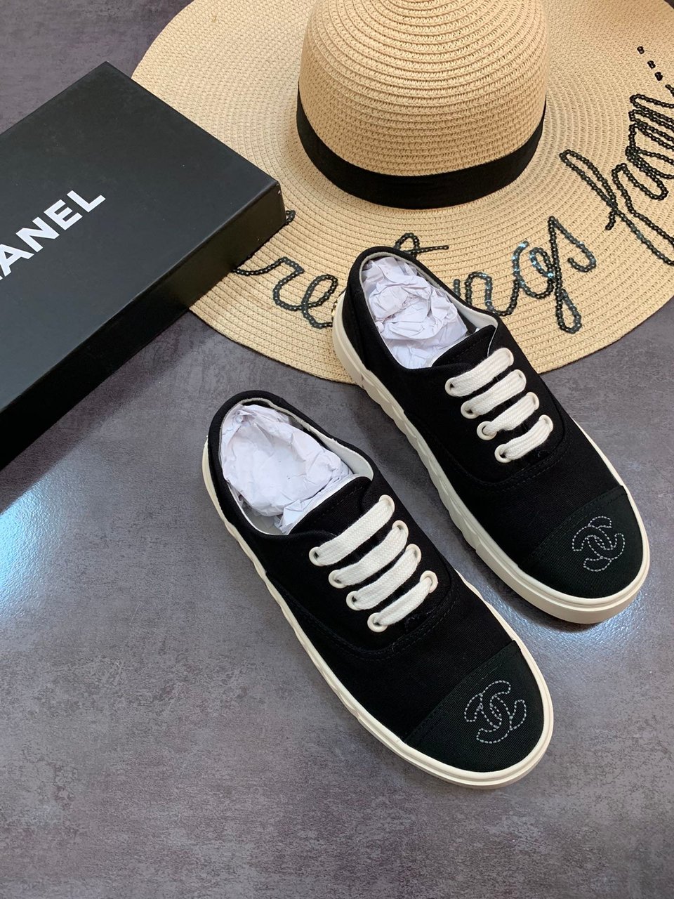 Chanel Cc Sneakers Canvas Mix In Black view 5