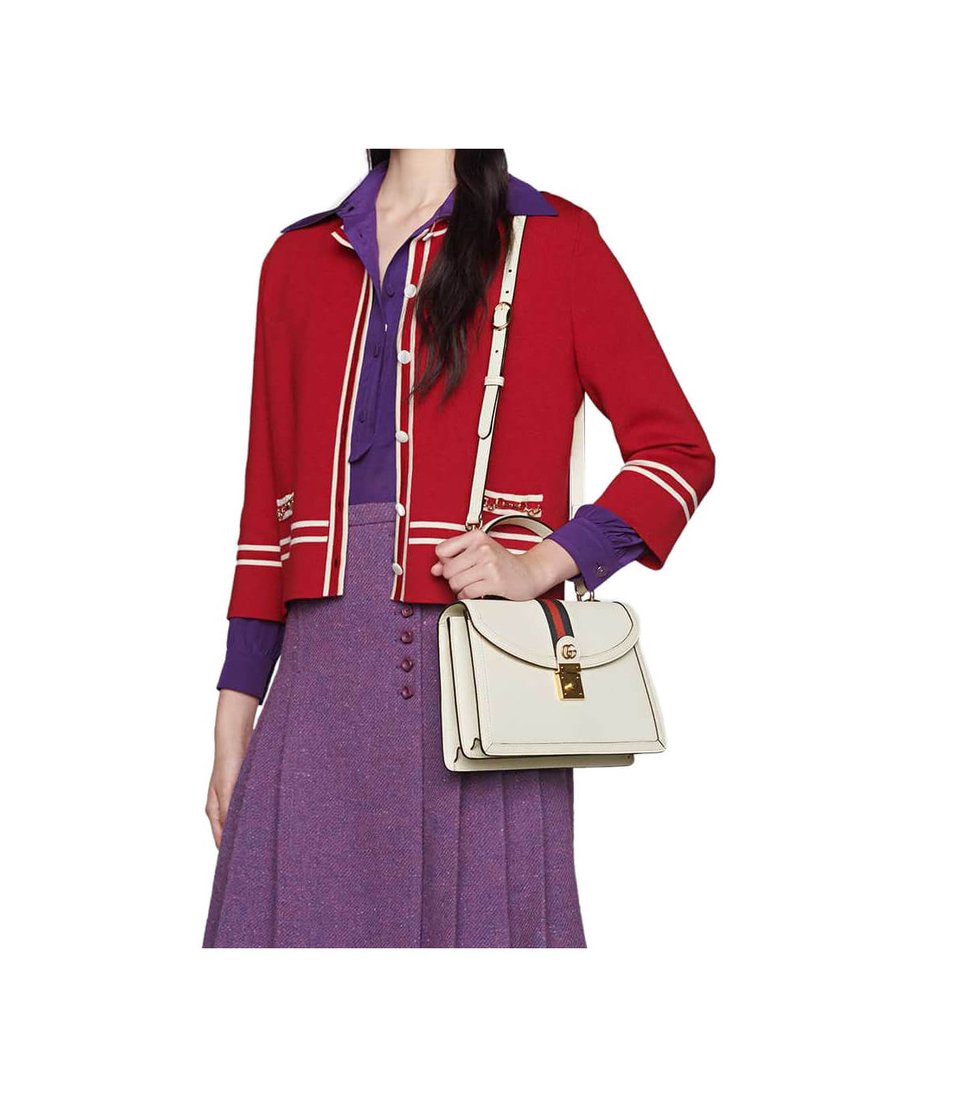 Gucci Ophidia Leather Small Top Handle Bag With Web view 3