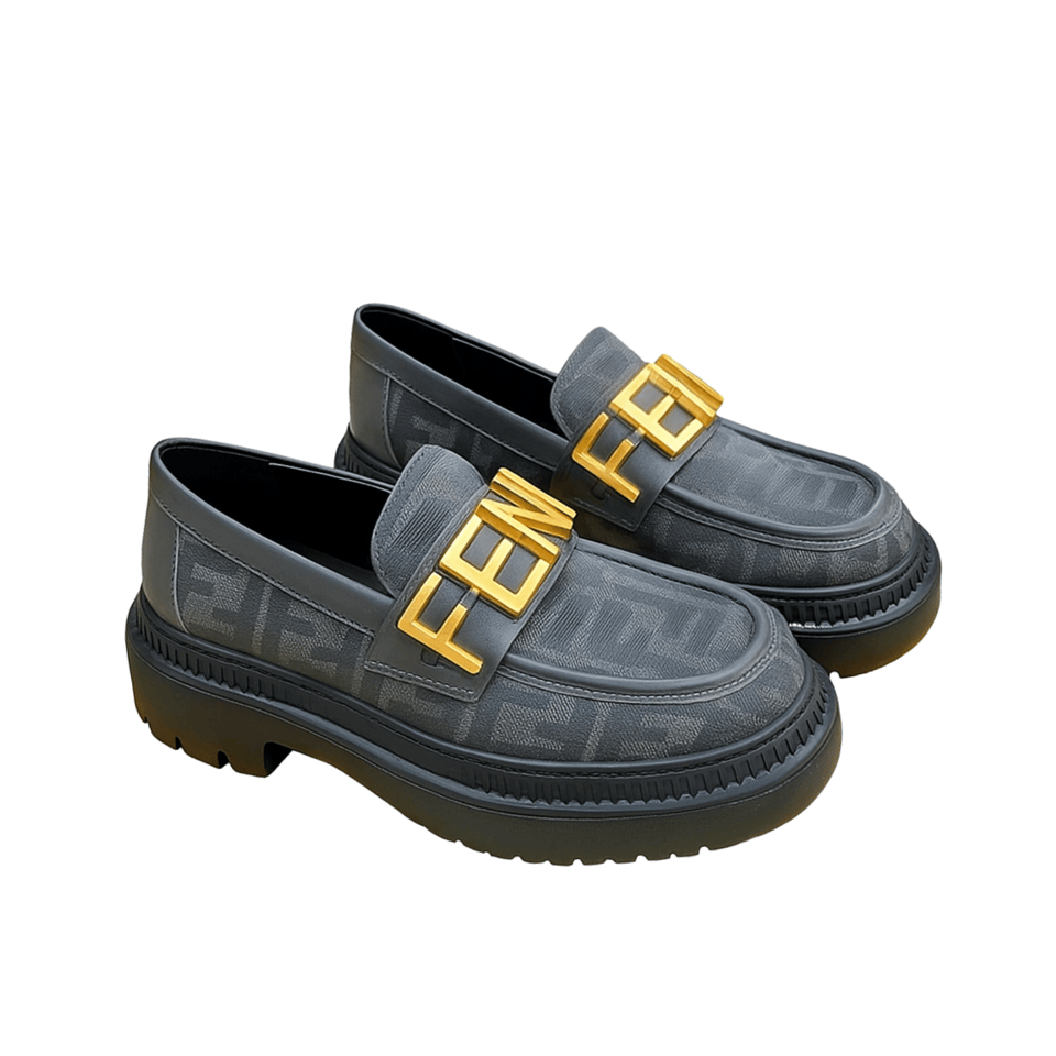 Fendigraphy Ff Leather Loafers Grey view 2