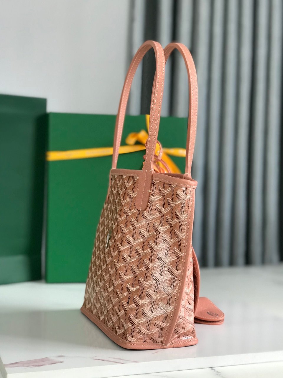 Goyard Anjou Mini Bag 20cm Manhattan Pink Calfskin And Goyardine Canvas view 5