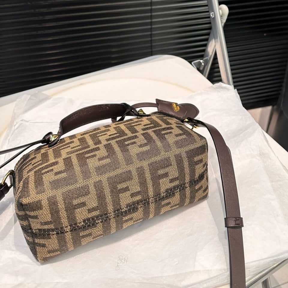 Fendi By The Way Soft Medium Brown Ff Jacquard Fabric Bag 27Cm view 8