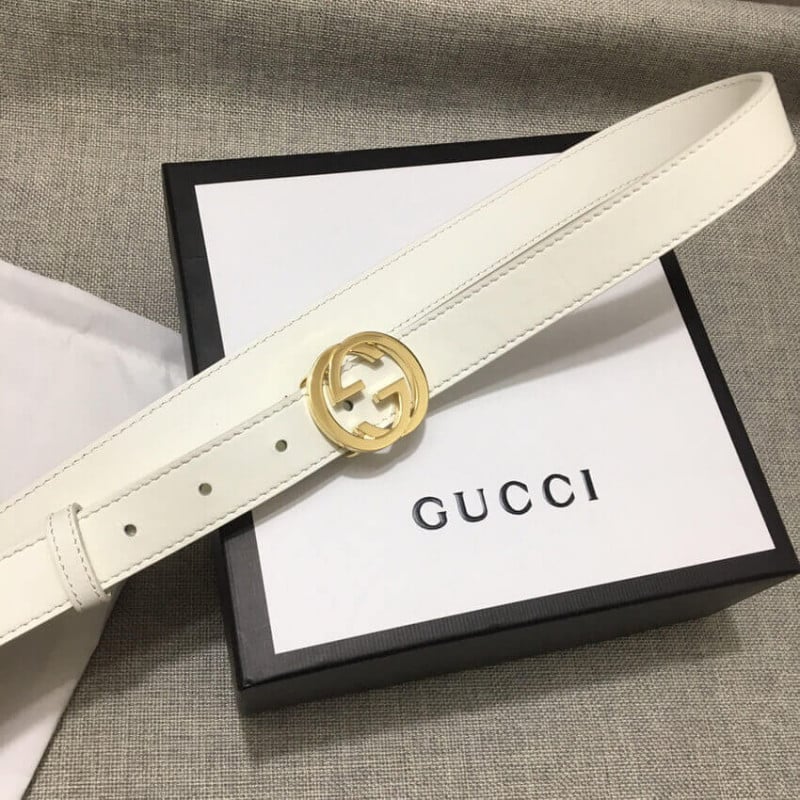 Gucci White Leather Belt With Double G Buckle 20mm view 7