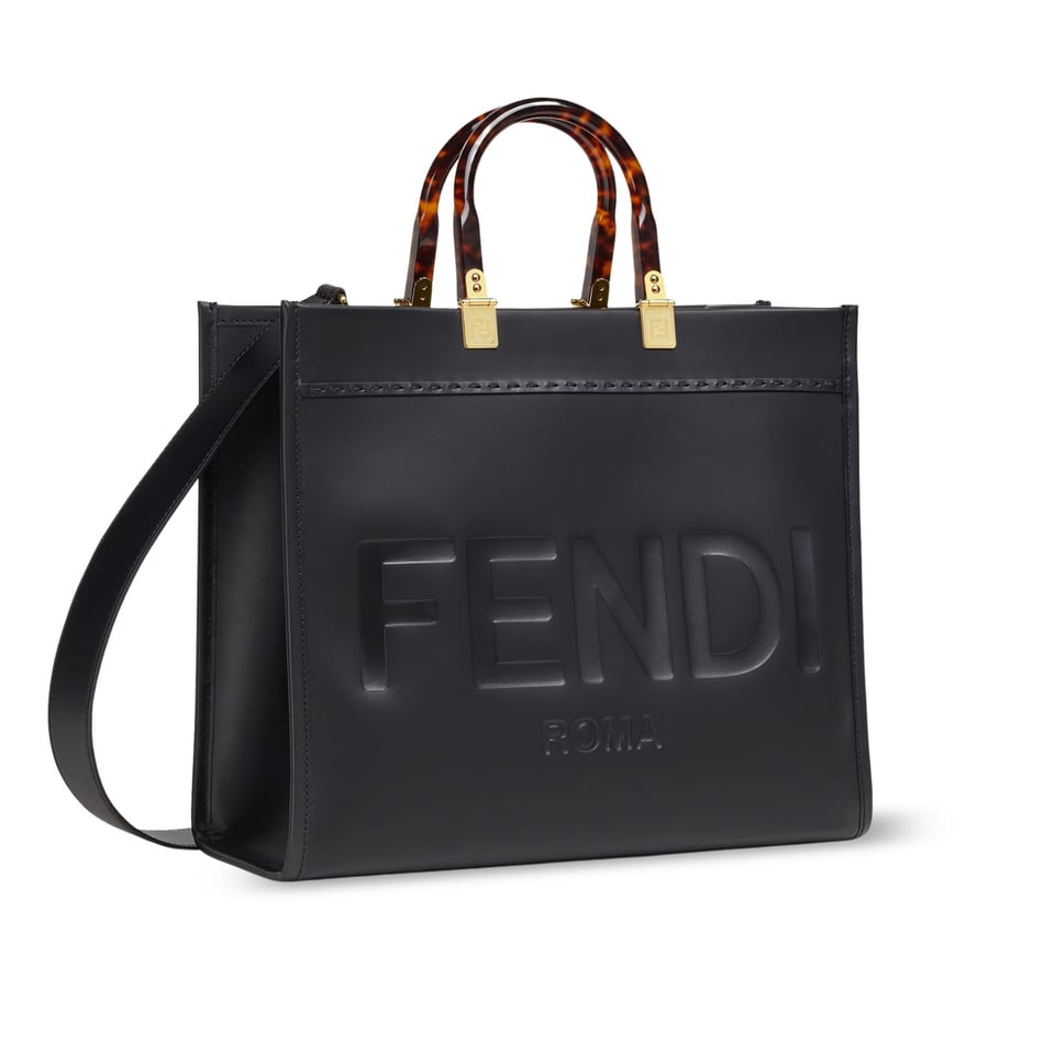 Fendi Sunshine Medium Black Leather Shopper 35Cm view 2