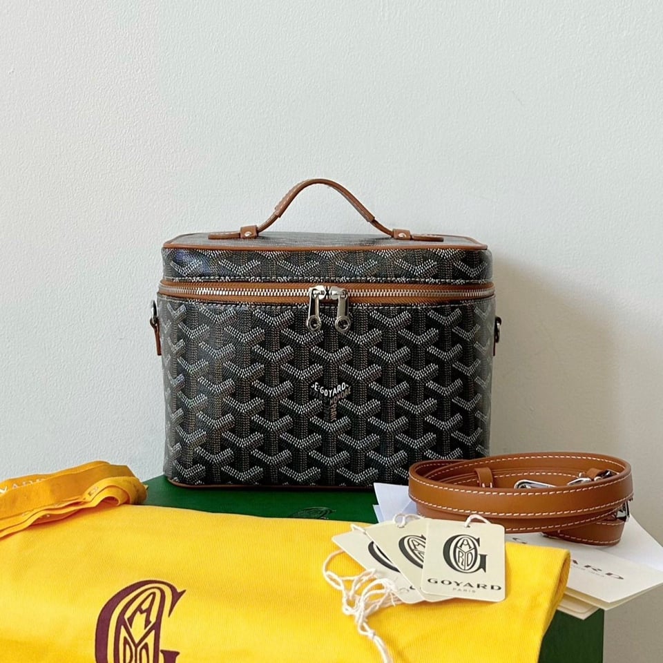 Goyard Goya Makeup Box Bag 20Cm Black And Tan Canvas view 2