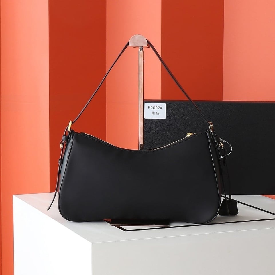 Prada Aimée Large Re Nylon Shoulder Bag With Padlock Black 34Cm view 5