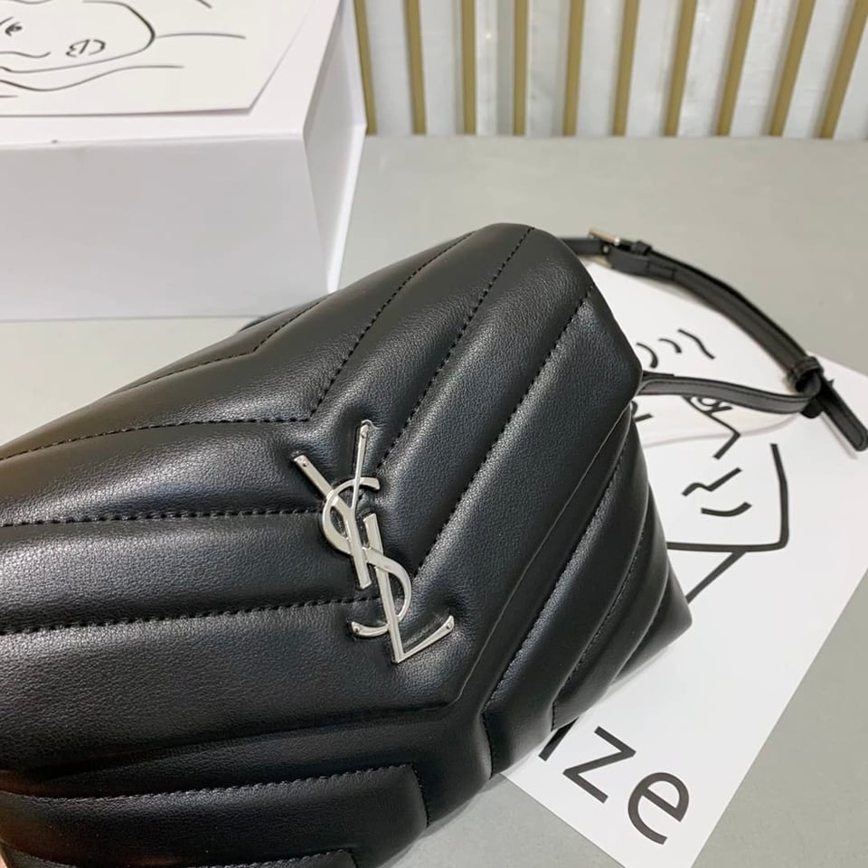 Saint Laurent Loulou Toy Strap Bag In Quilted Y Leather Black view 5