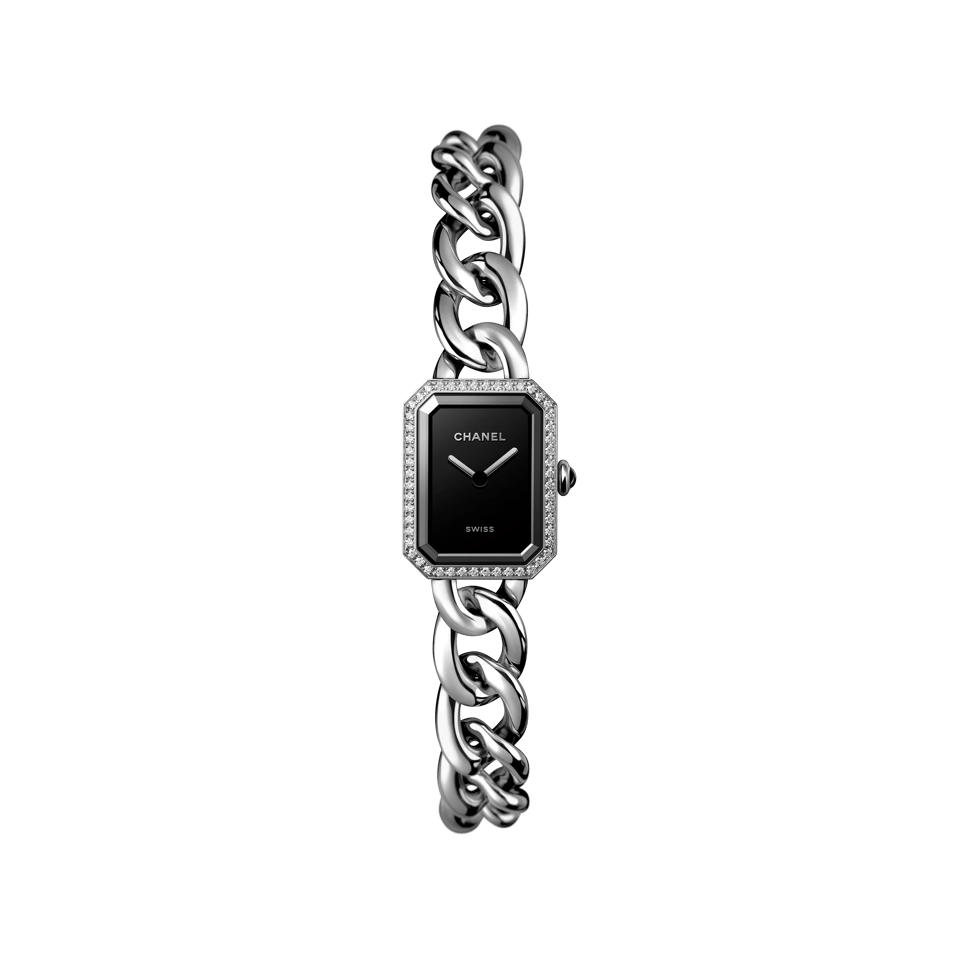 Chanel Première Gourmette Chain Watch Black Dial view 2