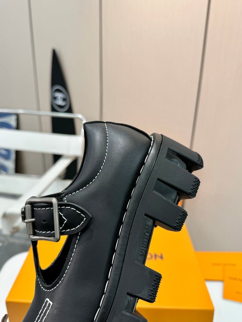 Louis Vuitton Lv Checker Mary Jane Black 1Acnow view 6