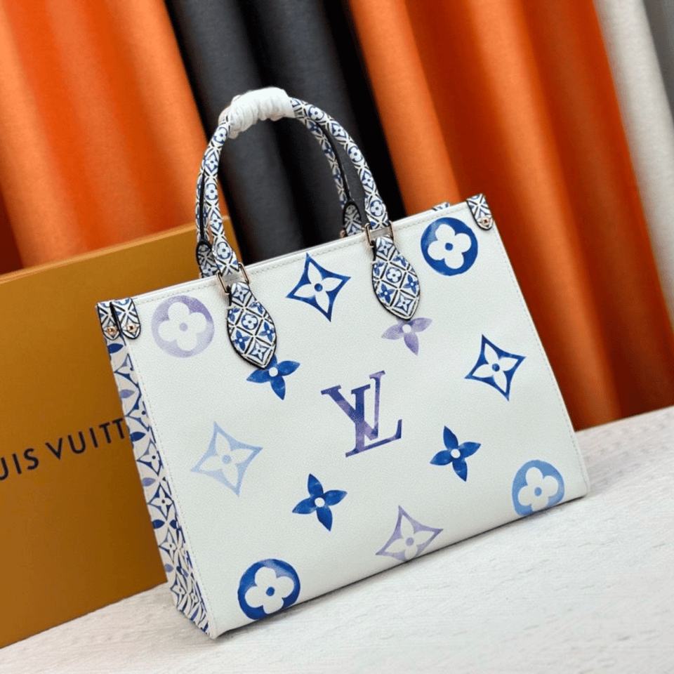 Louis Vuitton Onthego Handbag Blue Monogram Pattern 35cm/13.8in view 3