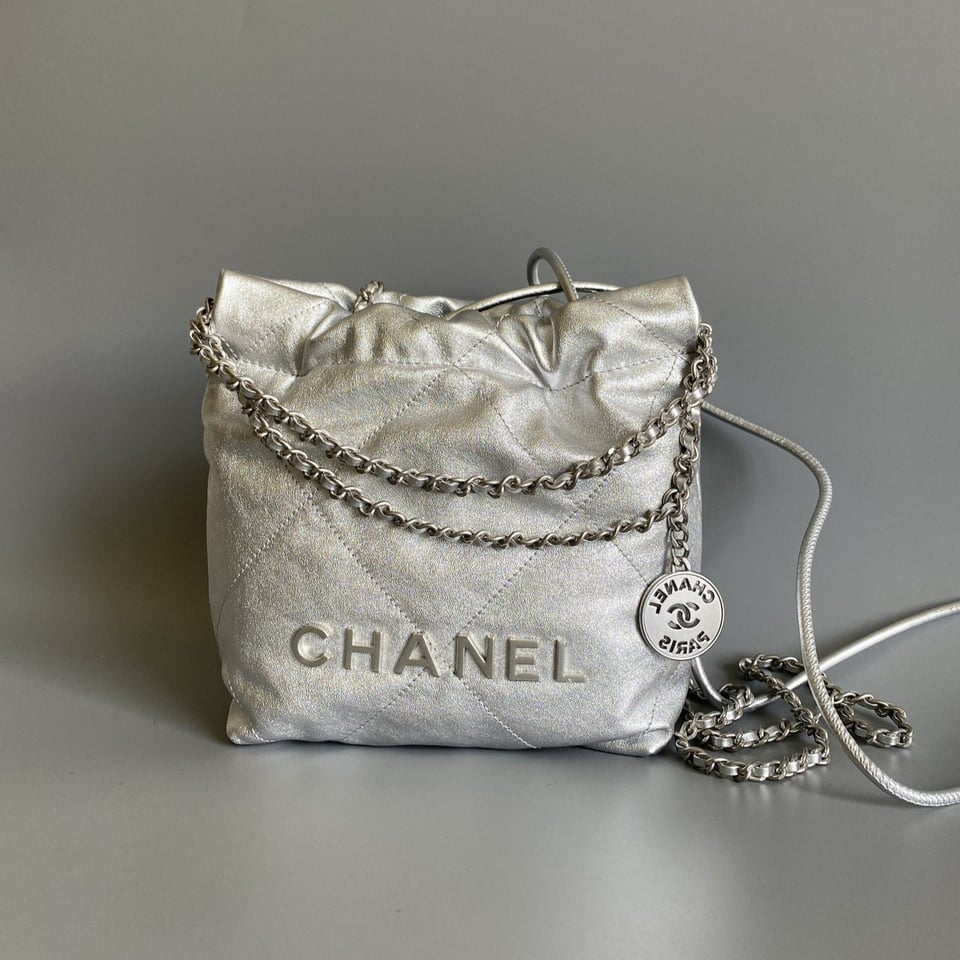 Chanel Hobo Mini 20Cm Silver Lambskin view 2