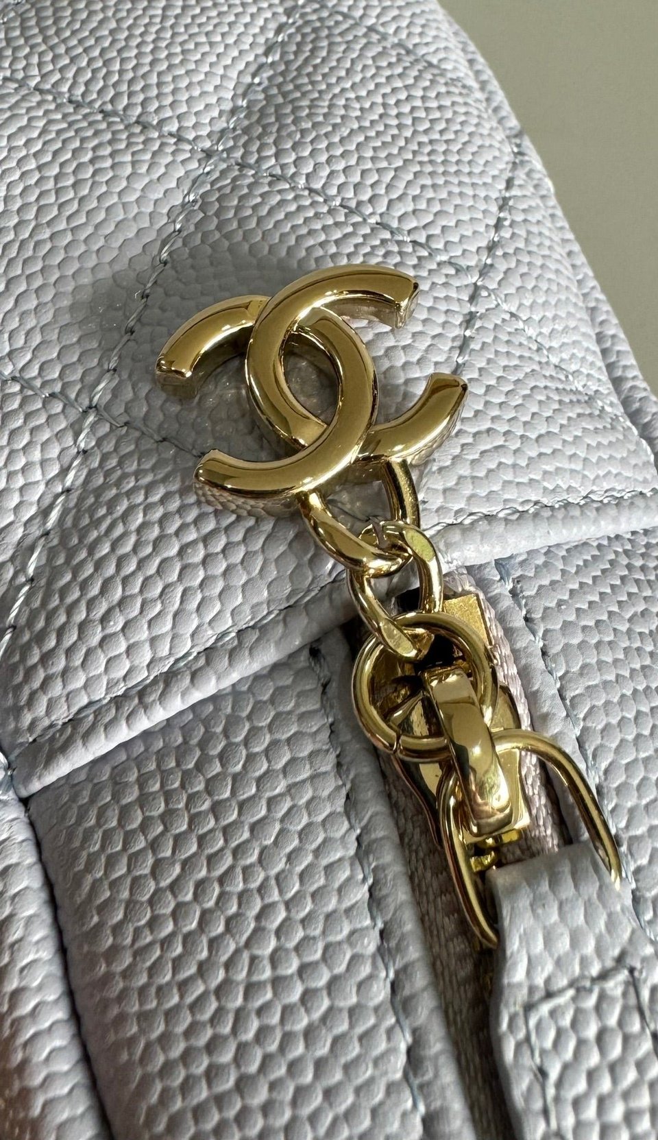 Chanel Mini 18 Backpack White Caviar Light Gold Hardware view 7