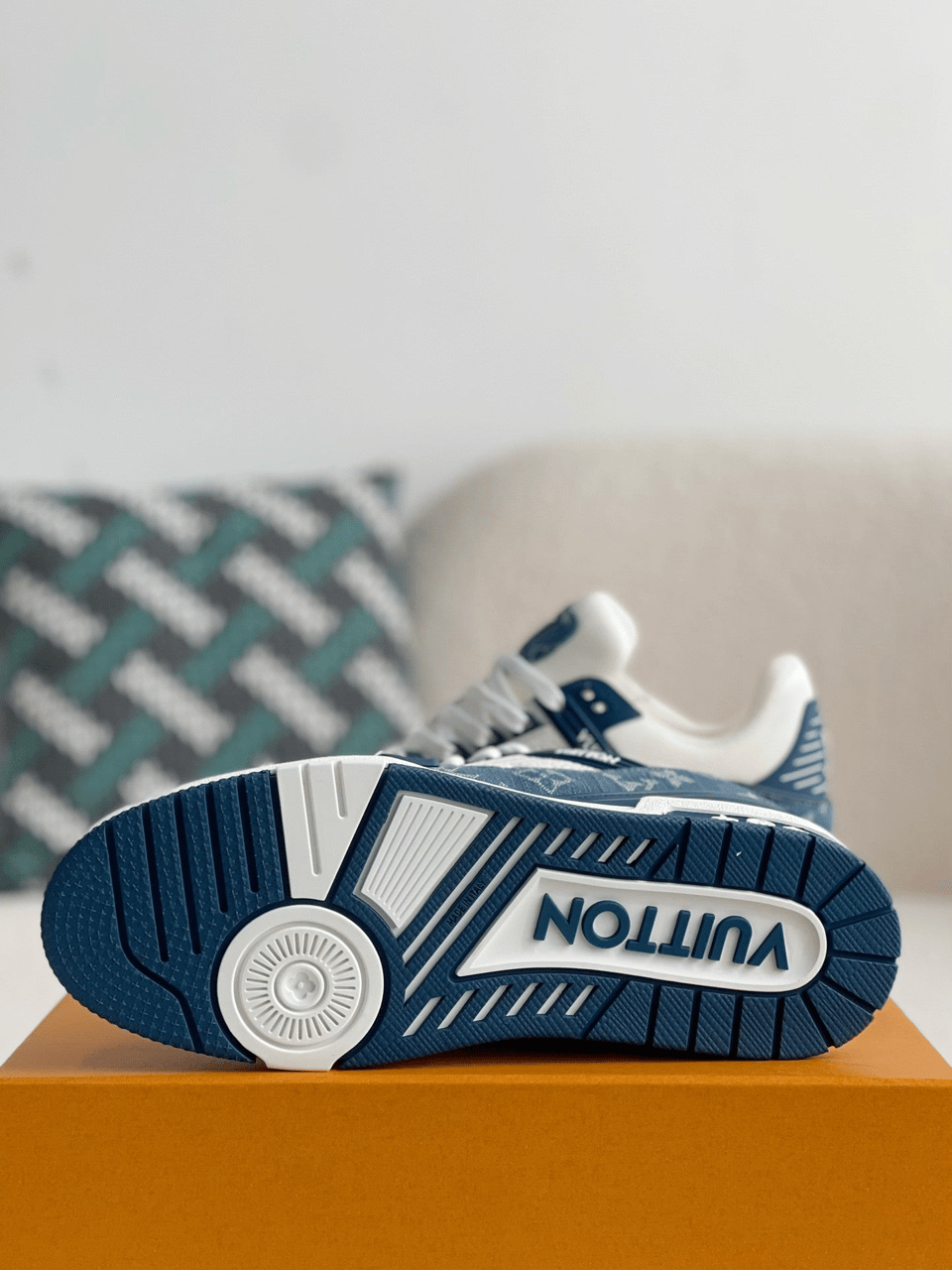 Louis Vuitton LV Trainer Sneaker Monogram Canvas Blue Virgil Abloh for Men view 7