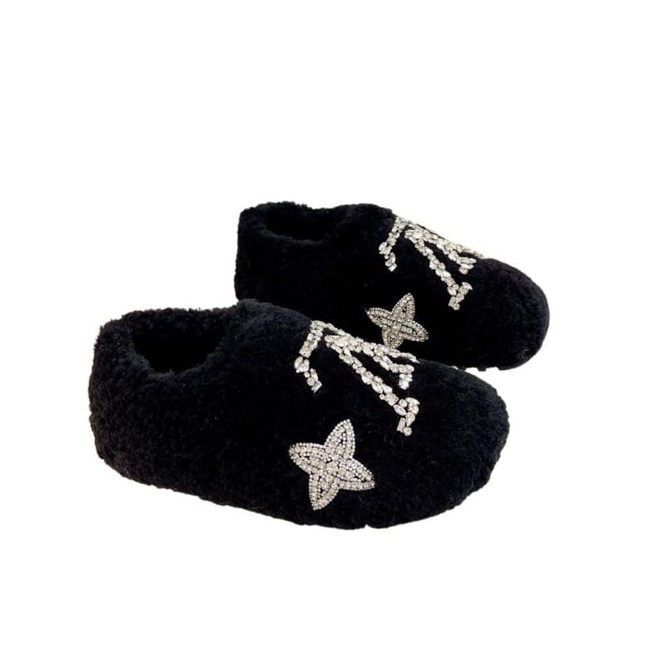 Louis Vuitton Shearling Uggs Slippers Black view 2