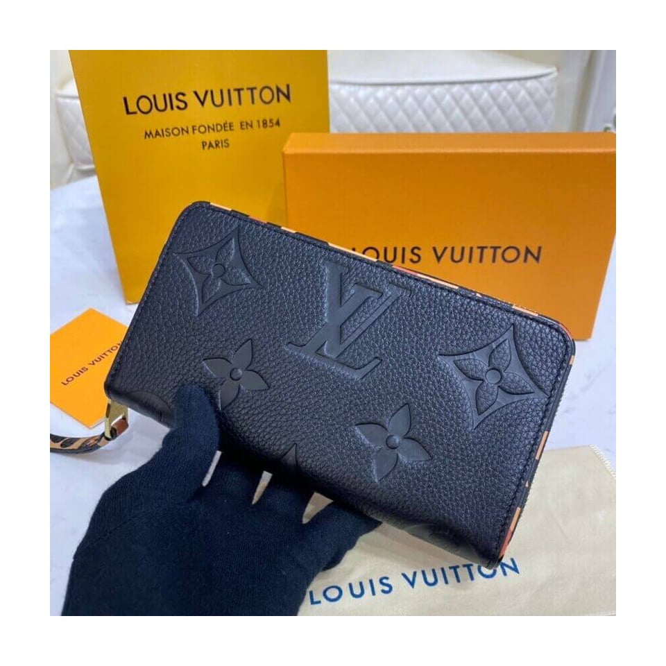 Louis Vuitton Monogram Empreinte Leather with Animal-Print Zippy Wallet Black view 3