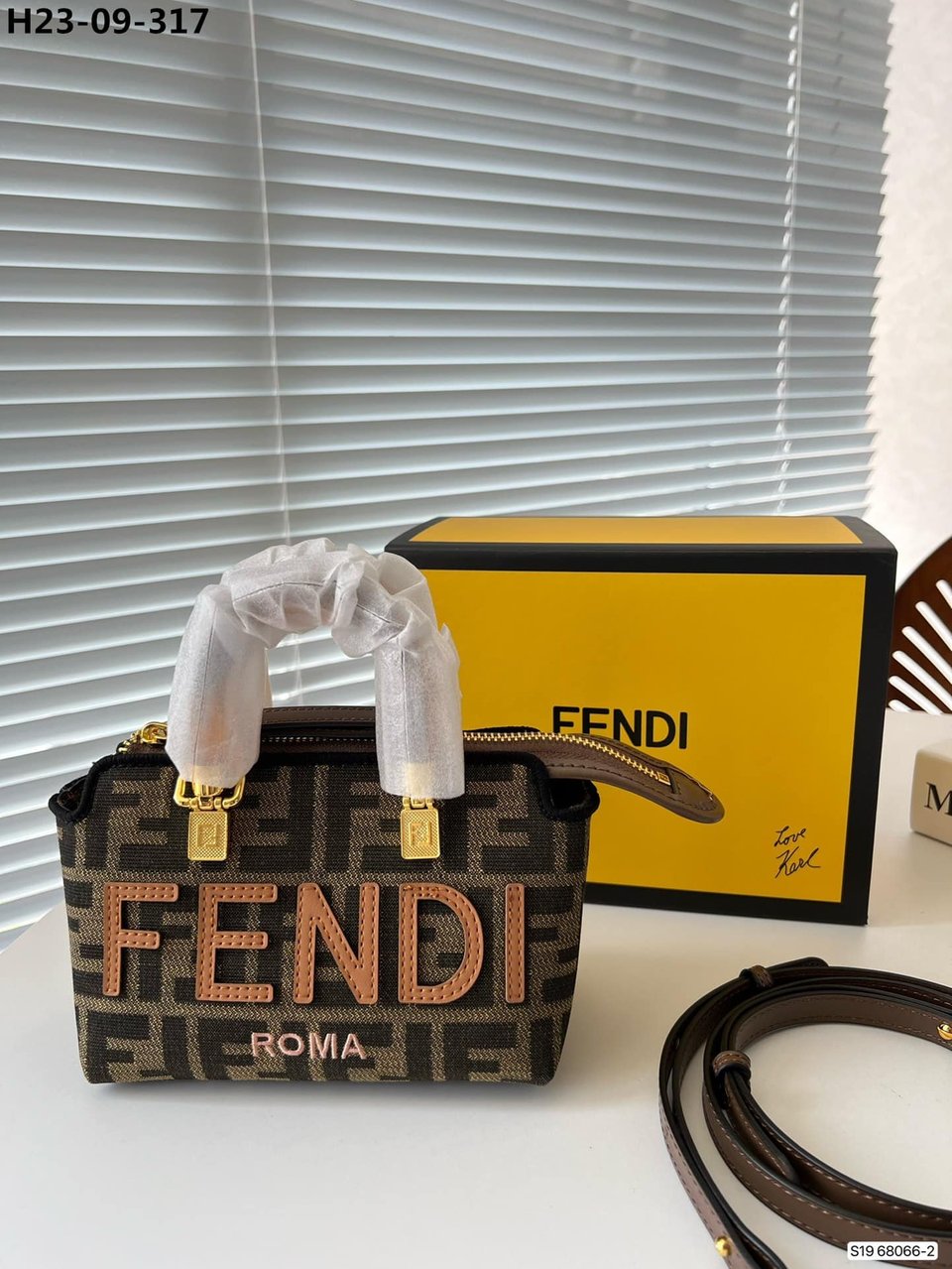 Fendi By The Way Small Ff Fabric Boston Bag Brown 17Cm 8Bs067Anx0F1Lmn view 3