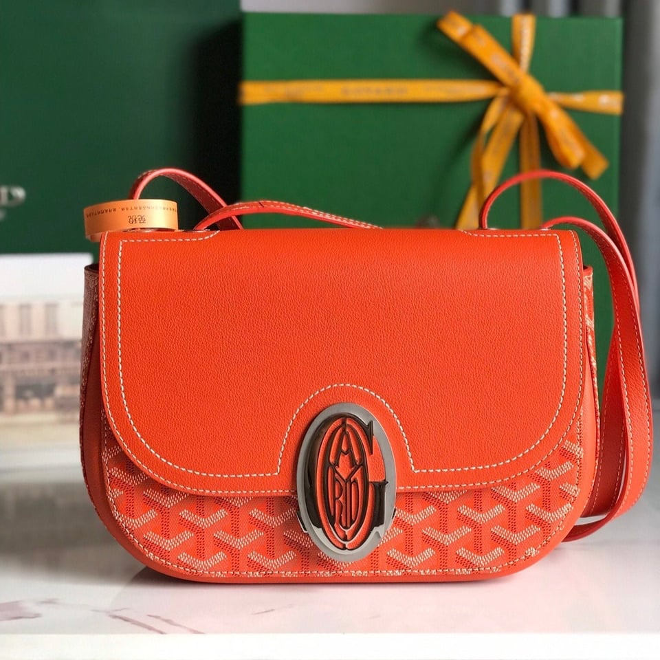 Goyard 233 Bag 25 Cm Orange Calfskin And Goyardine Canvas 25cm view 3