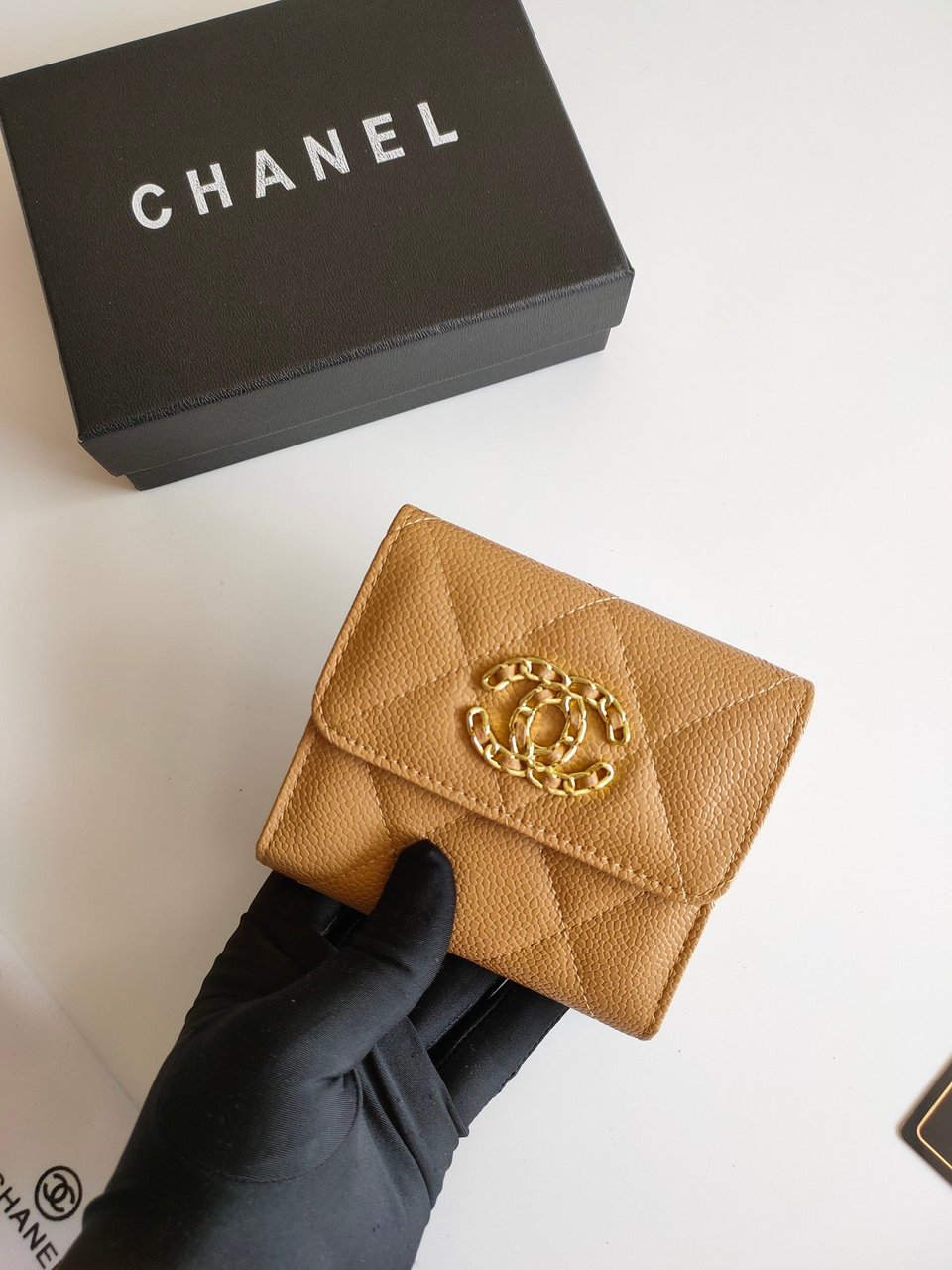 Chanel Square Purse 12 Amber Grained Calfskin Gold Icon view 6