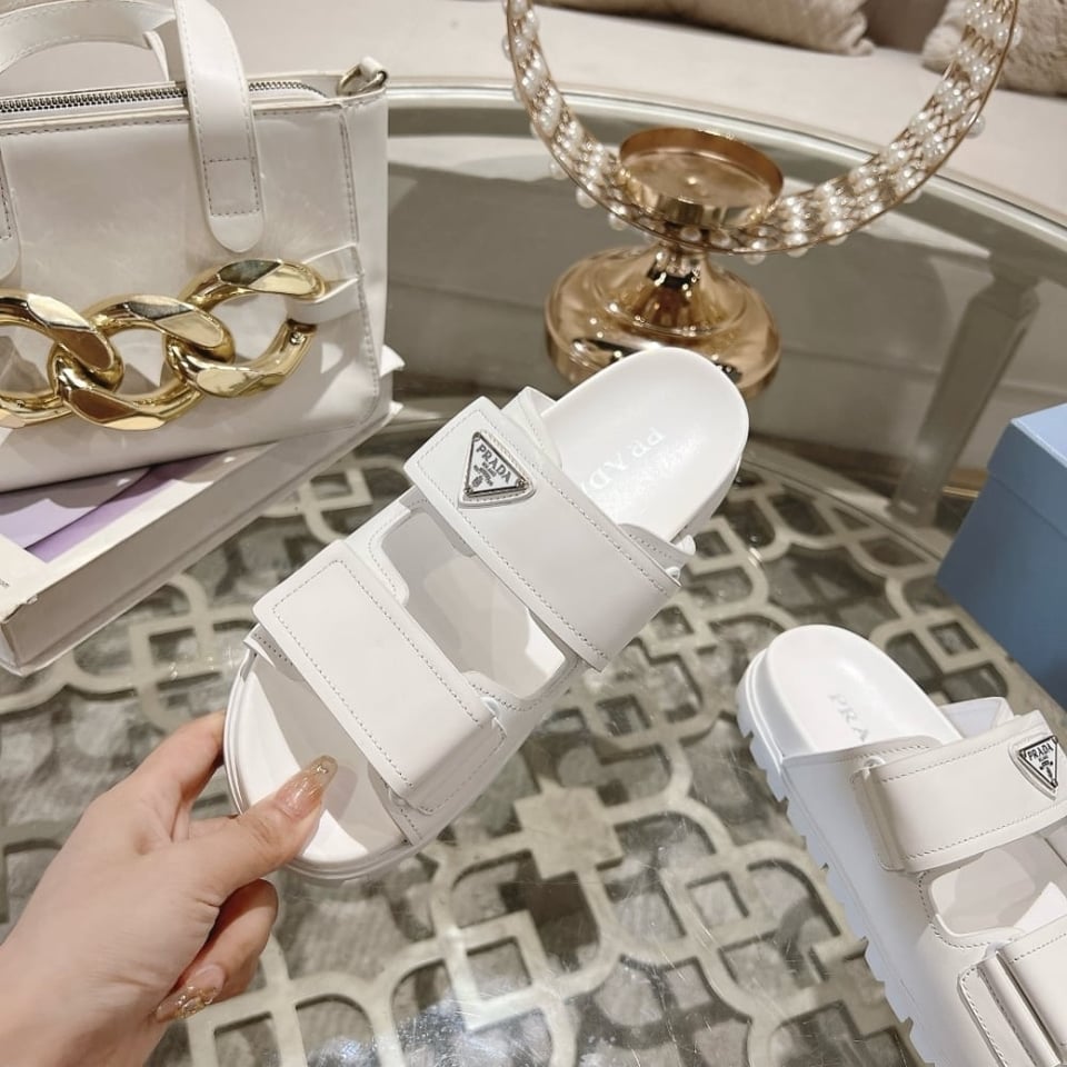 Prada Leather Strap Sandals White view 8