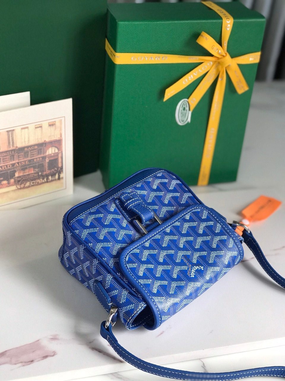 Goyard Grand Bleu 16cm Sapphire Blue Goyardine Canvas And Lambskin view 9