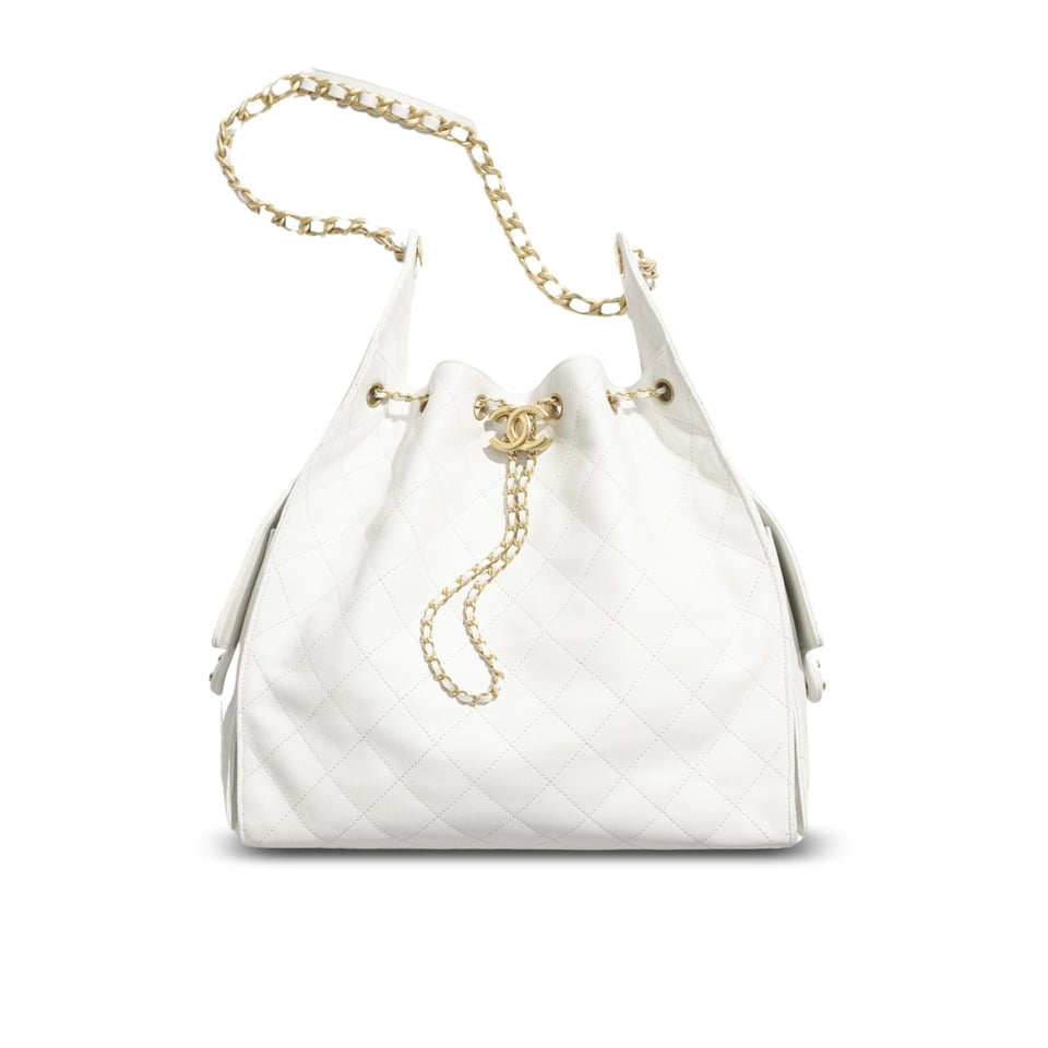 Chanel Spring-Summer 2025 Handbag Grained Calfskin &amp; Gold-Tone Metal White 30Cm/ 11.8In view 2