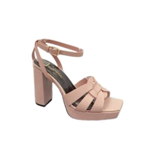 Saint Laurent Tribute Platform Sandals In Smooth Leather Pink view 2