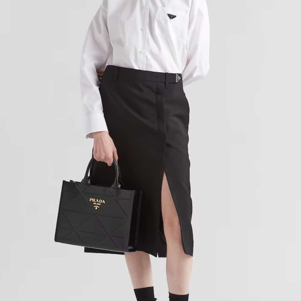 Prada Small Symbole Bag With Topstitching Black 28Cm view 4