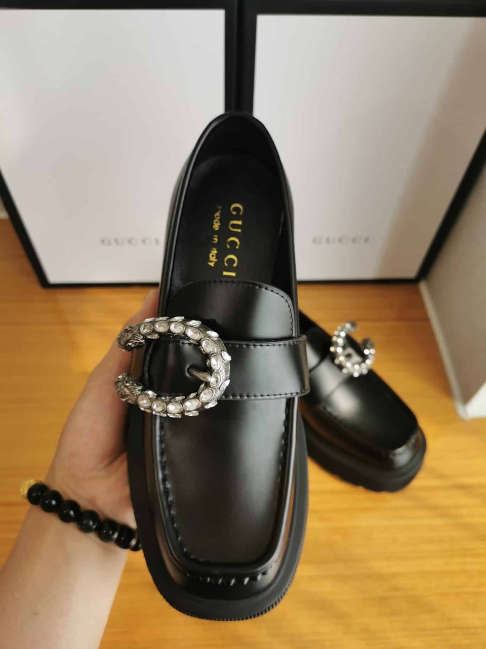 Gucci Women?S Leather Loafers With G Black view 5