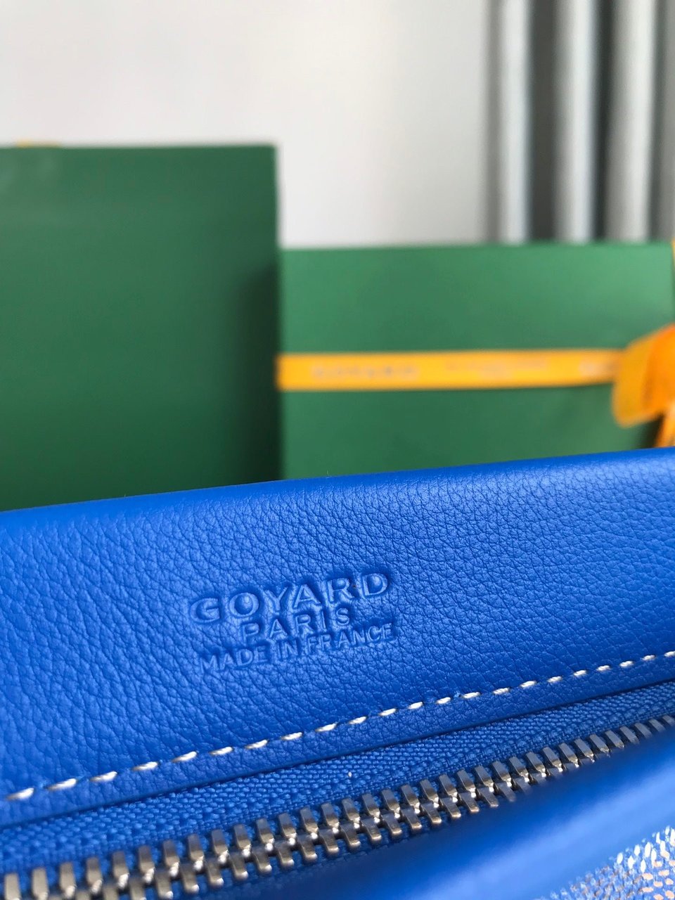 Goyard Conti Pouch 24cm Sapphire Blue Lambskin And Goyardine Canvas view 6