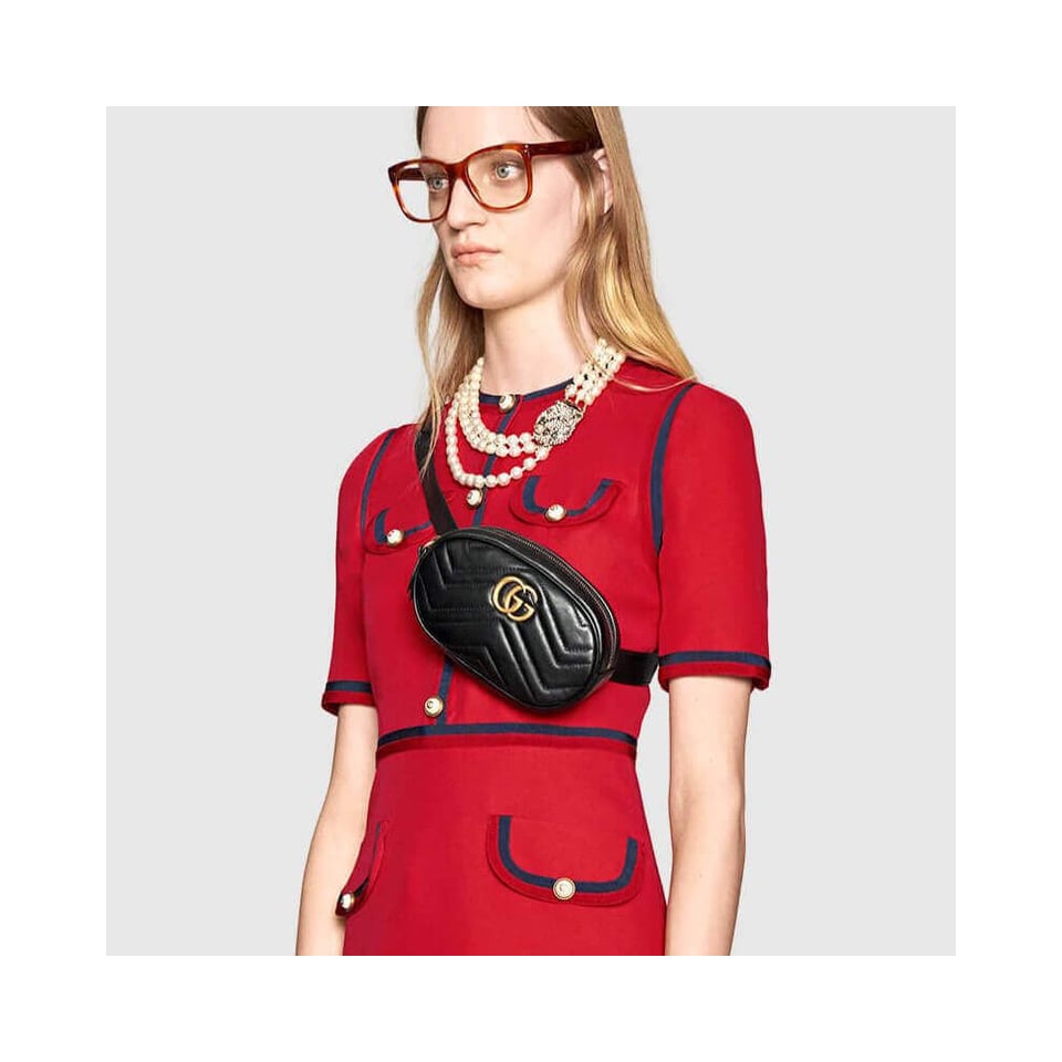 Gucci GG Marmont Matelasse Leather Belt Bag Black view 3