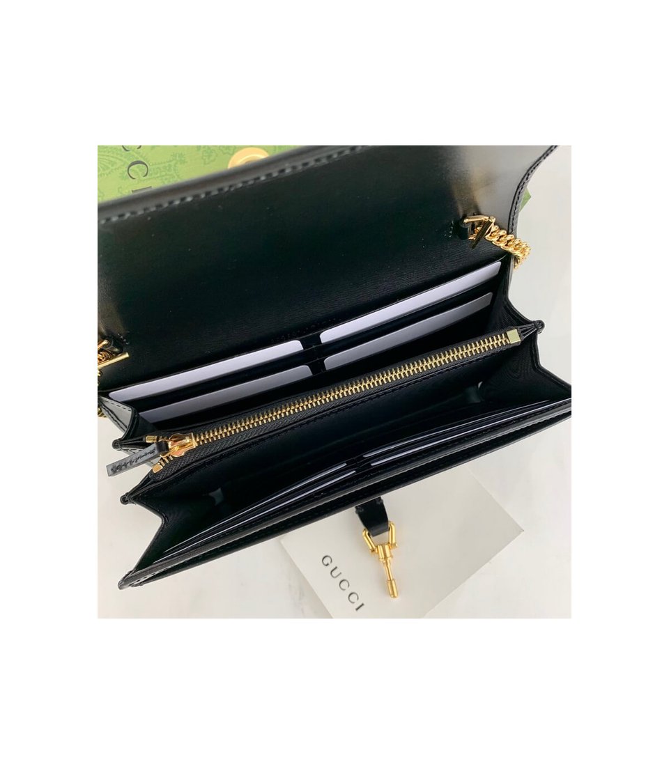 Gucci Jackie 1961 Black Calfskin Chain Wallet 19cm view 11